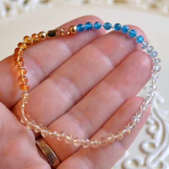 Citrine and Aquamarine Gemstone Bracelet - Picture 9 of 9